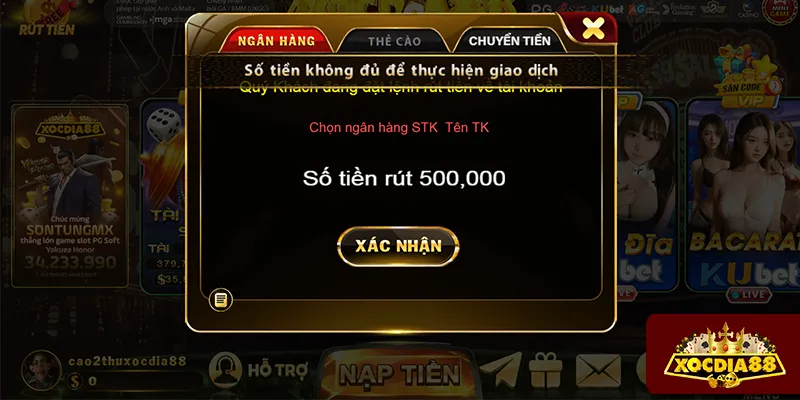 Các lưu ý quan trọng khi thực hiện rút tiền XOCDIA88